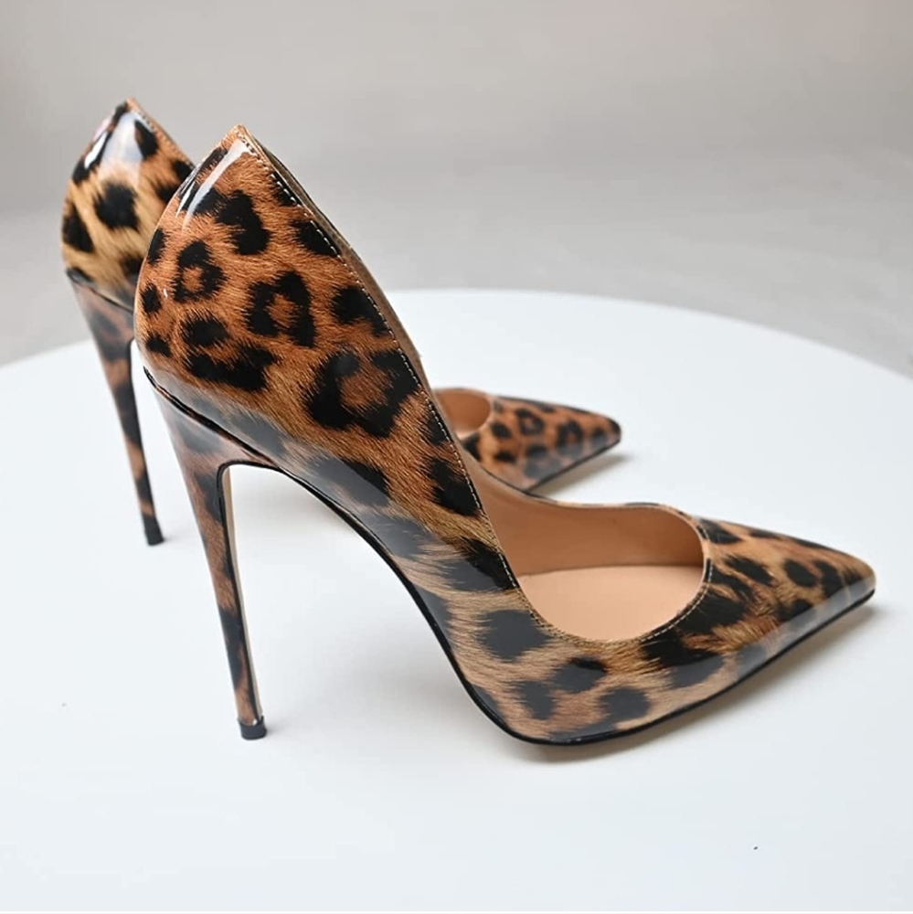 Leopard Patent Leather High Heel Stilleto Pumps